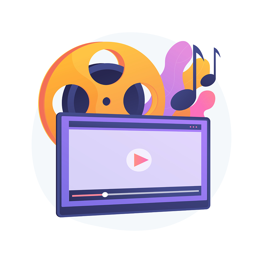 Music video abstract concept vector illustration. Music video abstract concept vector illustration. Official videoclip, internet and tv premiere, music video production, professional director, shooting crew, musician promotion abstract metaphor.